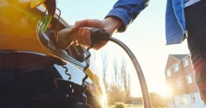 Electric car being plugged for EV Charging